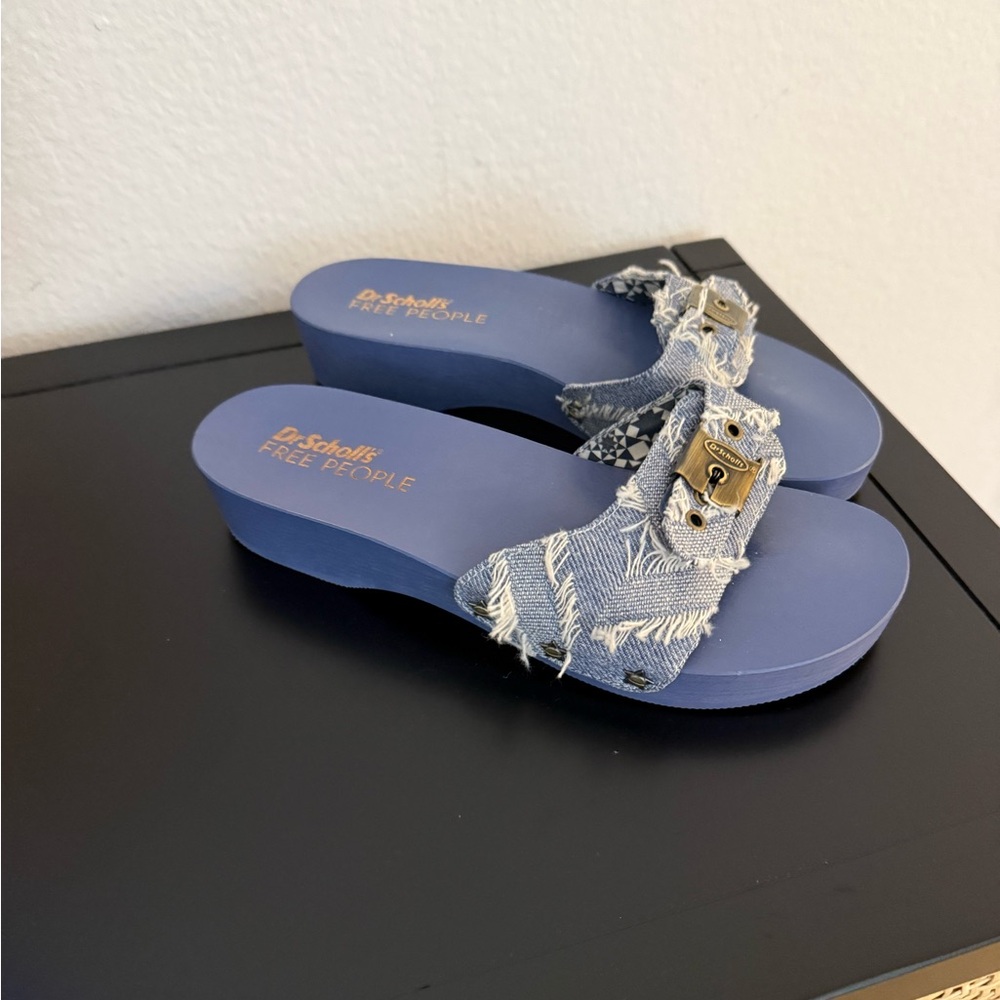 Free People Denim Strap Blue Platform Sandals